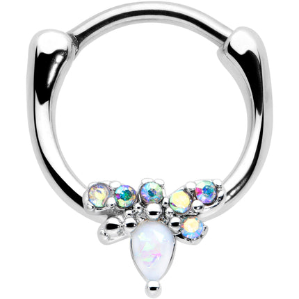 16G 5/16 White Faux Opal Bee Glamour Cartilage Clicker