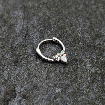 16G 5/16 White Faux Opal Bee Glamour Cartilage Clicker