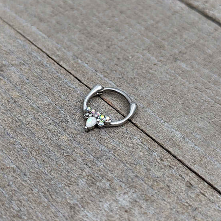 16G 5/16 White Faux Opal Bee Glamour Cartilage Clicker