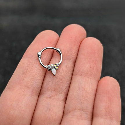 16G 5/16 White Faux Opal Bee Glamour Cartilage Clicker