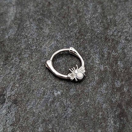 16G 5/16 White Faux Opal Ultra Fly Cartilage Clicker