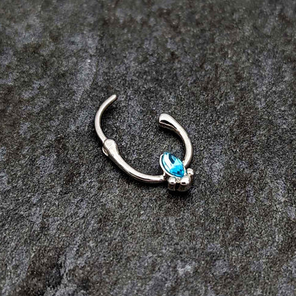 16G 5/16 Blue Gem Deco Oval Cartilage Clicker