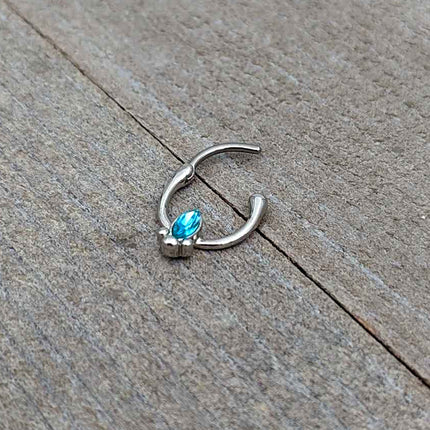 16G 5/16 Blue Gem Deco Oval Cartilage Clicker