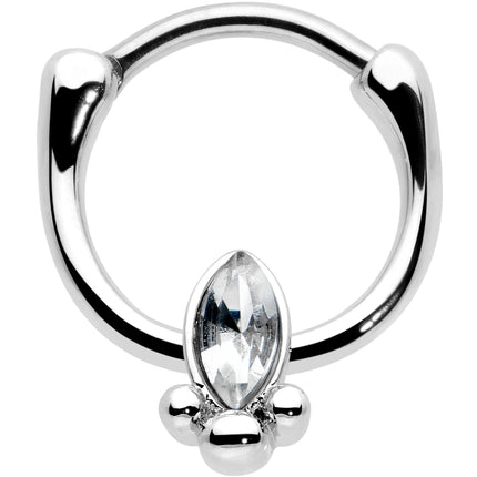 16G 5/16 Clear Gem Deco Oval Cartilage Clicker