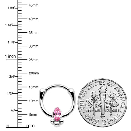 16G 5/16 Pink Gem Deco Oval Cartilage Clicker
