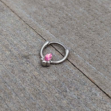 16G 5/16 Pink Gem Deco Oval Cartilage Clicker