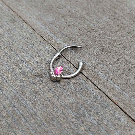 16G 5/16 Pink Gem Deco Oval Cartilage Clicker