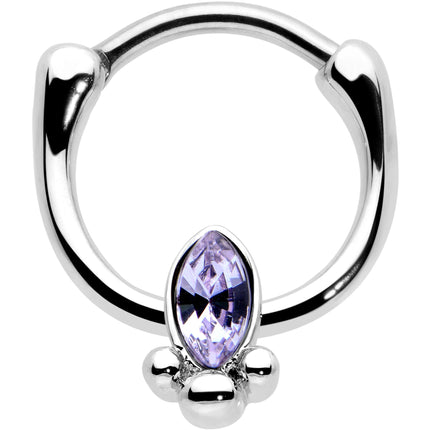 16G 5/16 Purple Gem Deco Oval Cartilage Clicker