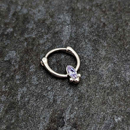 16G 5/16 Purple Gem Deco Oval Cartilage Clicker