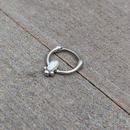 16G 5/16 White Faux Opal Deco Oval Cartilage Clicker