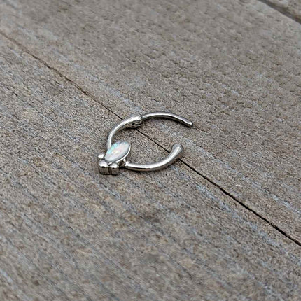 16G 5/16 White Faux Opal Deco Oval Cartilage Clicker