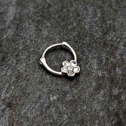 16G 5/16 Clear Gem Sweetheart Flower Cartilage Clicker