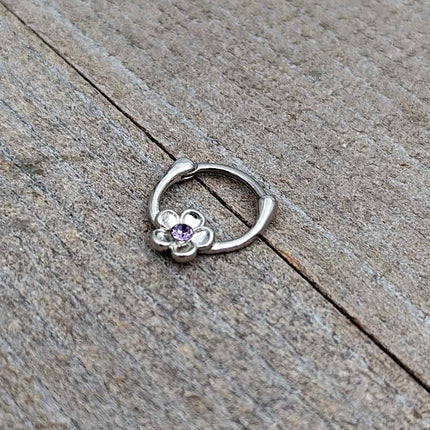 16G 5/16 Purple Gem Sweetheart Flower Cartilage Clicker