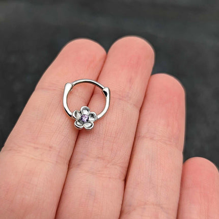 16G 5/16 Purple Gem Sweetheart Flower Cartilage Clicker
