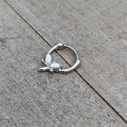16G 5/16 White Faux Opal Simple Style Dragonfly Cartilage Clicker