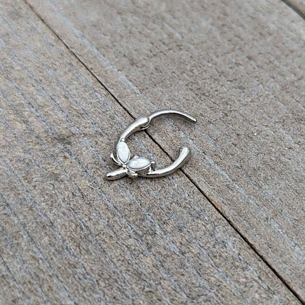 16G 5/16 White Faux Opal Simple Style Dragonfly Cartilage Clicker
