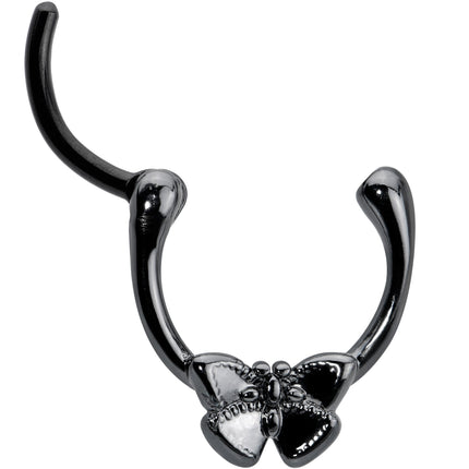 16G 3/8 Black Textured Simple Butterfly Cartilage Clicker
