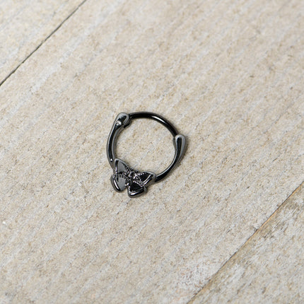 16G 3/8 Black Textured Simple Butterfly Cartilage Clicker