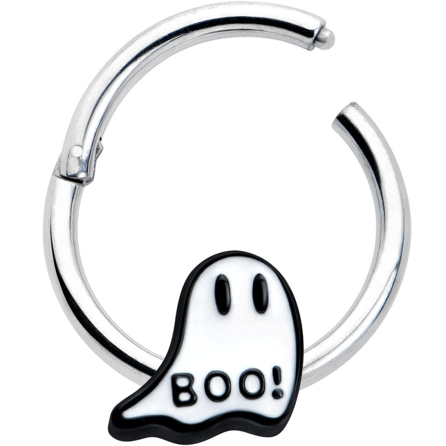 16G 3/8 White Ghost Glow in the Dark Halloween Hinged Segment Ring