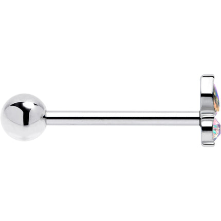 Aurora Gem Fleur de Lis Butterfly Barbell Tongue Ring