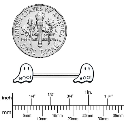 14G 9/16 Halloween Ghost Glow in the Dark Barbell Nipple Ring Set