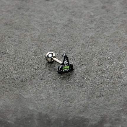16G 1/4 Good Witch Hat Glow in the Dark Cartilage Tragus Earring