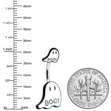 Halloween White Glow in the Dark Ghosts Double Mount Belly Ring