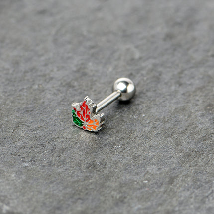 16G 5/16 Autumn Tricolor Maple Leaf Cartilage Tragus Earring