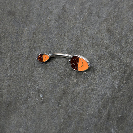 Autumn Acorn Brown Orange Fall Double Mount Belly Ring