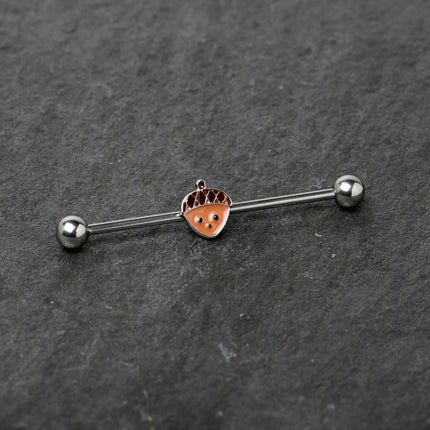 14G Autumn Acorn Face Brown Fall Industrial Barbell 38mm