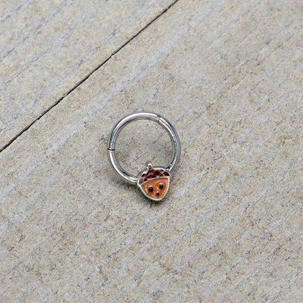 16G 5/16 Fall Acorn Face Brown Autumn Hinged Segment Ring