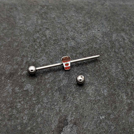 14G Sweet Pumpkin Latte Thanksgiving Industrial Barbell 38mm