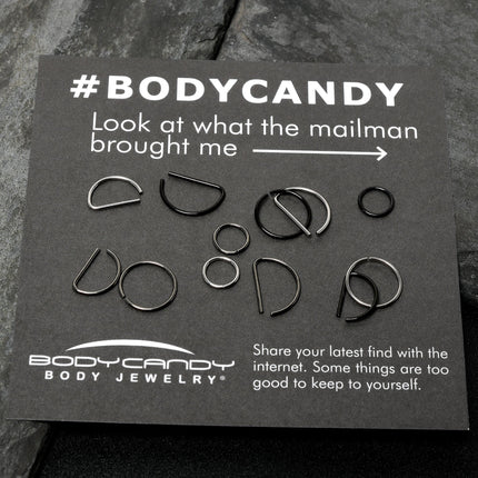 20G 12 Pack ASTM F-136 Implant Grade Titanium Nose Hoop D Shaped Septum Ring and Cartilage Ear Hoop Earring Set