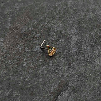 20G 7mm Red Gem Deco Holiday Tree Golden L Shape Nose Ring
