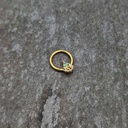 16G 3/8 Red Gem Gold Tone Deco Holiday Tree Hinged Segment Ring