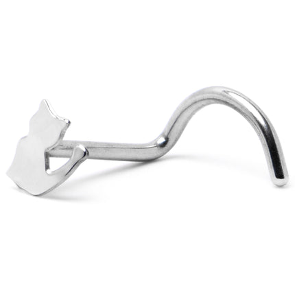 20G 1/4 Silhouette Kitty Cat Left Side Nose Screw