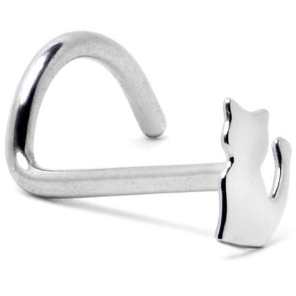 20G 1/4 Silhouette Kitty Cat Left Side Nose Screw