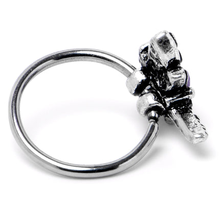 20G 5/16 Purple Yellow Gem Dragonfly Nose Hoop