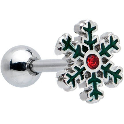 16G 1/4 Red Gem Mitten Snowflake Cartilage Tragus Earring Curation Set of 3