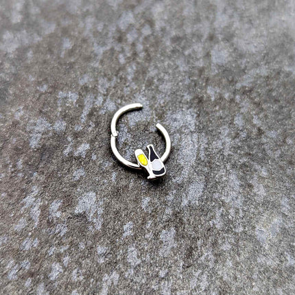 16G 3/8 Champagne Bottle Flute Yellow Hinged Segment Ring