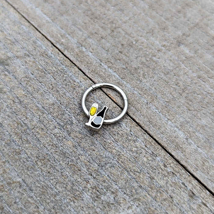 16G 3/8 Champagne Bottle Flute Yellow Hinged Segment Ring