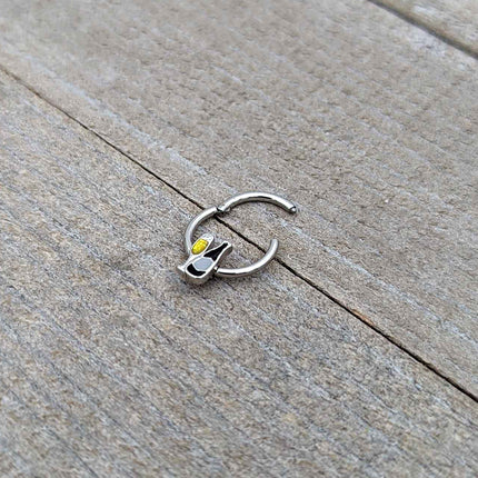 16G 3/8 Champagne Bottle Flute Yellow Hinged Segment Ring