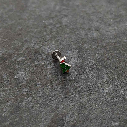 16G 5/16 Happy Christmas Tree Hat Labret Monroe Tragus