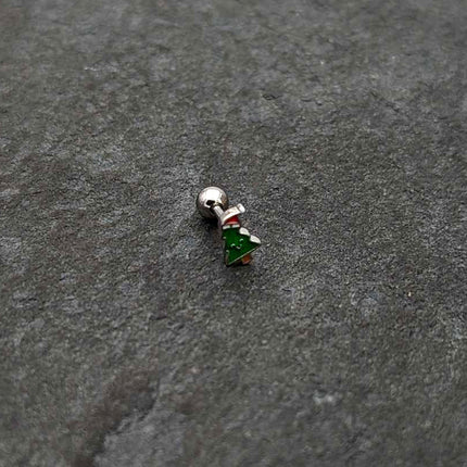 16G 1/4 Happy Christmas Tree Hat Cartilage Tragus Earring