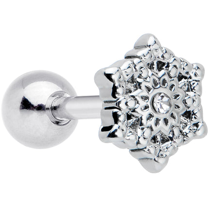 16G 1/4 Clear Gem Filigree Epic Snowflake Cartilage Tragus Earring