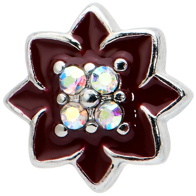 16G 1/4 Aurora Gem Poinsettia Flower Cartilage Tragus Earring
