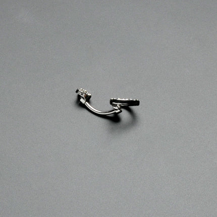 Clear Gem Open Heart Valentine Double Mount Belly Ring