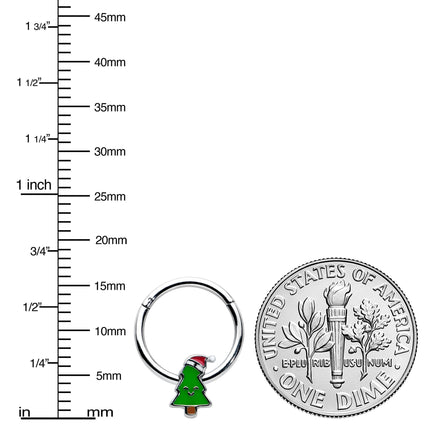 16G 3/8 Happy Christmas Tree Holiday Hat Hinged Segment Ring