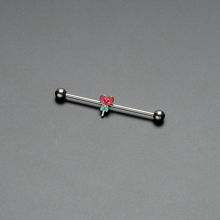 14G Sweet Happy Heart Lollipop Industrial Barbell 38mm