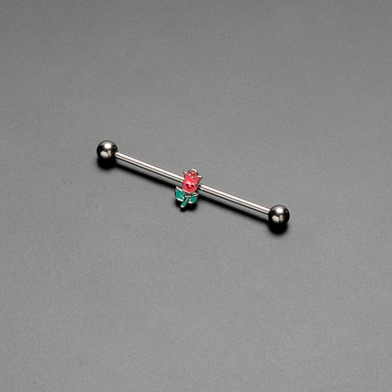 14G Sweet Happy Rose Flower Industrial Barbell 38mm